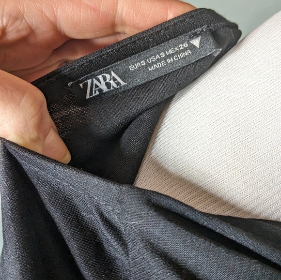Zara Black wrap spring summer dress nylon viscose EUC Women's Small v neck - Picture 6 of 6